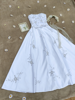 Vestido noiva bordado, sem alças princesa - M - Themargare
