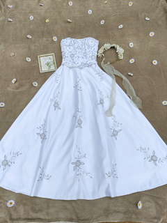 Vestido noiva bordado, sem alças princesa - M