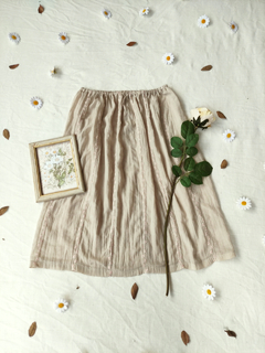 Saia vintage midi bege bordada - P/M