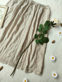 Saia vintage midi bege bordada - P/M - Themargare