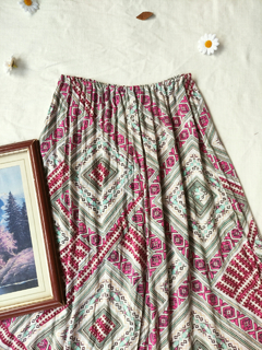 Saia midi geométrica azul e rosa - P - loja online
