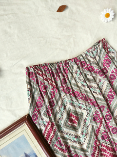 Saia midi geométrica azul e rosa - P - comprar online