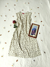 Vestido midi vintage off white preto floral - M/G