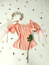 Blusinha salmão com rendinhas de amarrar - P