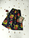 Saia midi marinho floral girassóis - PP/P/M