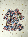 Vestido floral estampado de tiras nas costas - M