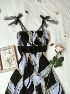 Vestido longo preto/vesde estampado - M - comprar online