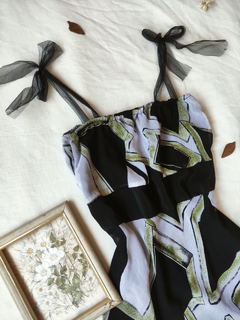 Vestido longo preto/vesde estampado - M - Themargare