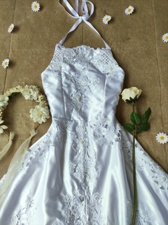 Vestido de noiva branco bordado com pedrarias - PP - comprar online