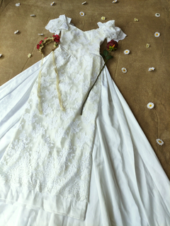 Imagem do Vestido de noiva vintage com cauda longa - P
