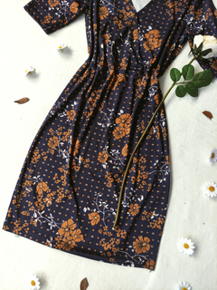 Imagem do Vestido midi marinho floral - P