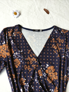 Vestido midi marinho floral - P - Themargare