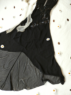 Vestido festa longo preto bordado mullet - P - Themargare