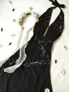 Imagem do Vestido festa longo preto bordado mullet - P