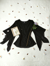 Blusa preta vintage social mangas - G