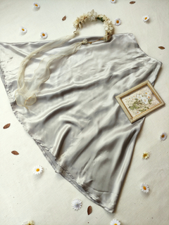 Saia longa super midi cinza prata festa vintage - G na internet