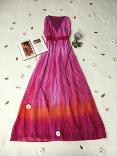 Vestido longo pink e laranja - M na internet