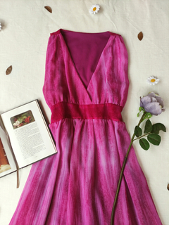 Vestido longo pink e laranja - M - comprar online