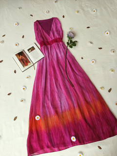 Vestido longo pink e laranja - M - Themargare