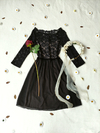 Vestido preto de voil e renda romântico - M