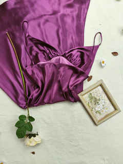 Vestido roxo uva de cetim - M/G - loja online