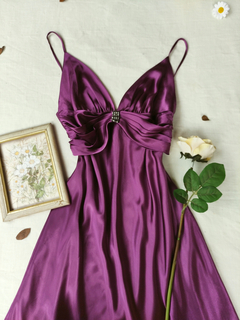 Vestido roxo uva de cetim - M/G - comprar online