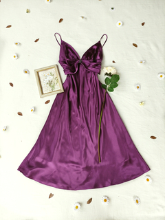 Vestido roxo uva de cetim - M/G