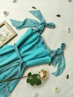 Vestido festa azul claro bordado aesthestics - P - Themargare