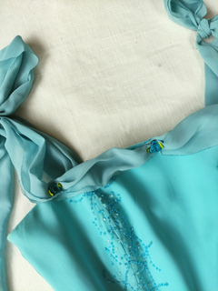 Vestido festa azul claro bordado aesthestics - P