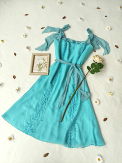 Vestido festa azul claro bordado aesthestics - P - loja online