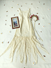 Vestido festa longo de renda pérola saia de bicos - PP/P - comprar online