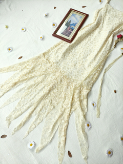 Vestido festa longo de renda pérola saia de bicos - PP/P - comprar online