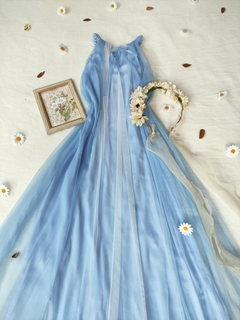 Vestido festa de tule azul fada - P