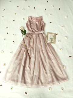 Vestido de festa rose franzido princesa bailarina vintage - P