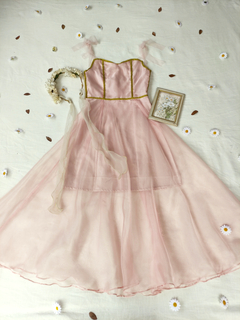 Vestido festa rose de organza princesa - P