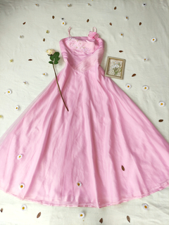 Vestido festa longo rosa princesa - GG