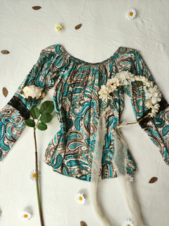 Blusa verde paisley ombro a ombro - M - loja online
