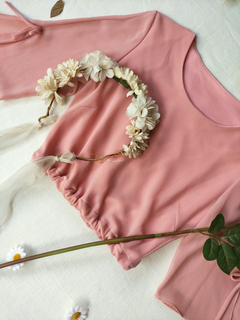 Blusa cropped rose mangas flares romantic - M - Themargare