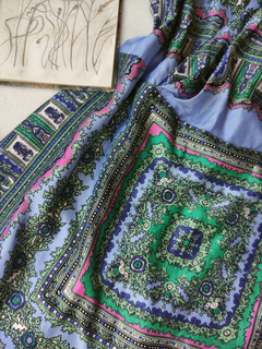 Imagem do Vestido tubinho azul estampado estilo vintage - G