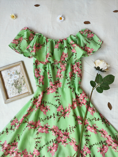 Vestido super midi godê floral estilo camponesa - comprar online