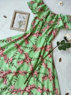 Vestido super midi godê floral estilo camponesa - comprar online