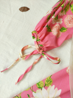 Vestido longo rosa floral godê P/M