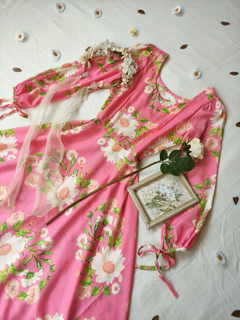 Imagem do Vestido longo rosa floral godê P/M