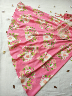 Vestido longo rosa floral godê P/M - comprar online