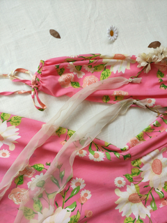 Vestido longo rosa floral godê P/M na internet