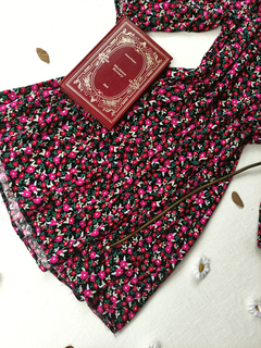 Vestido preto floral romântico - P/M - loja online