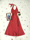 Vestido festa super midi salmão frente única bordado - M