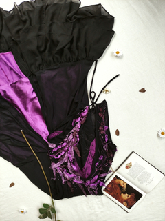 Vestido festa longo preto/roxo de tule e bordado fada - M/G na internet