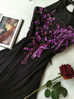 Imagem do Vestido festa longo preto/roxo de tule e bordado fada - M/G