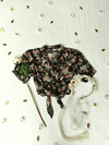 Camisa de voil preta floral de amarrar - M